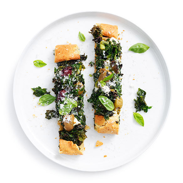 Kale, olive and goat's cheese tart – perfect for lunch or served as an entrée.