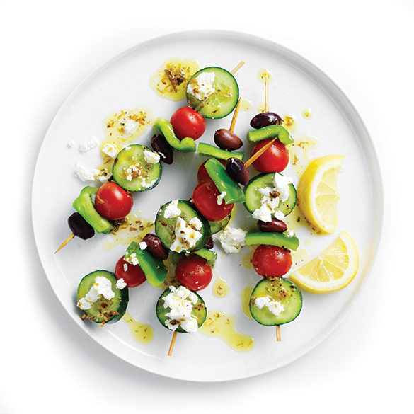 Snacking made easy! These greek salad kebabs are fresh and full of flavour perfect for the kiddos.